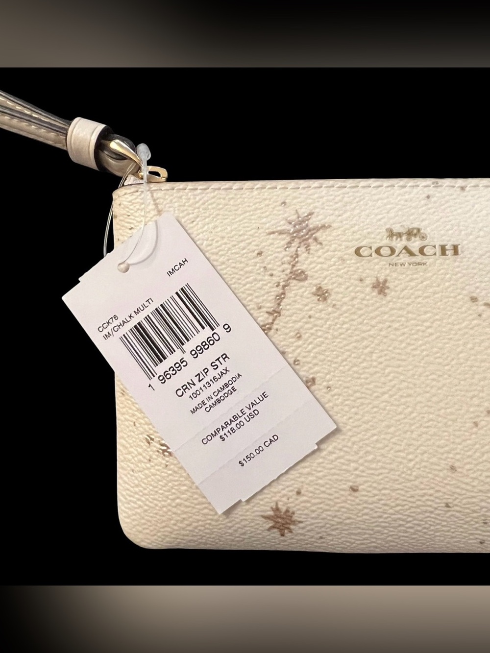 Coach Corner Zip Star Wristlet In Chalk Multi, NWT - Picture 15 of 16